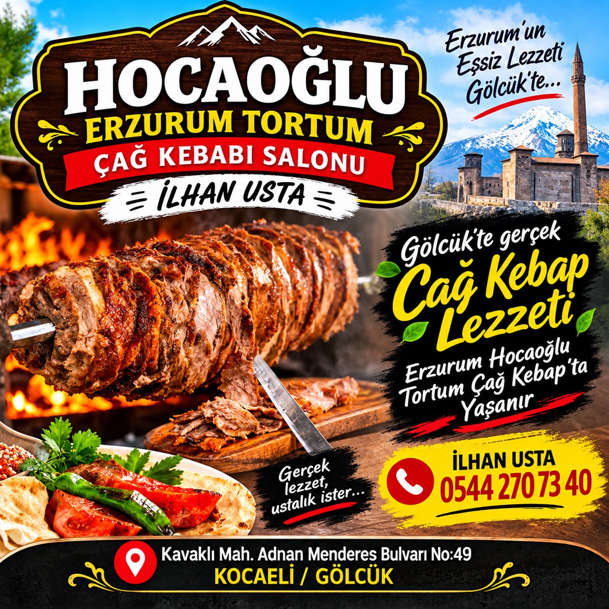 Gölcük’te Çağ Kebabın Lezzeti: Erzurum Hocaoğlu Tortum Cağ Kebap