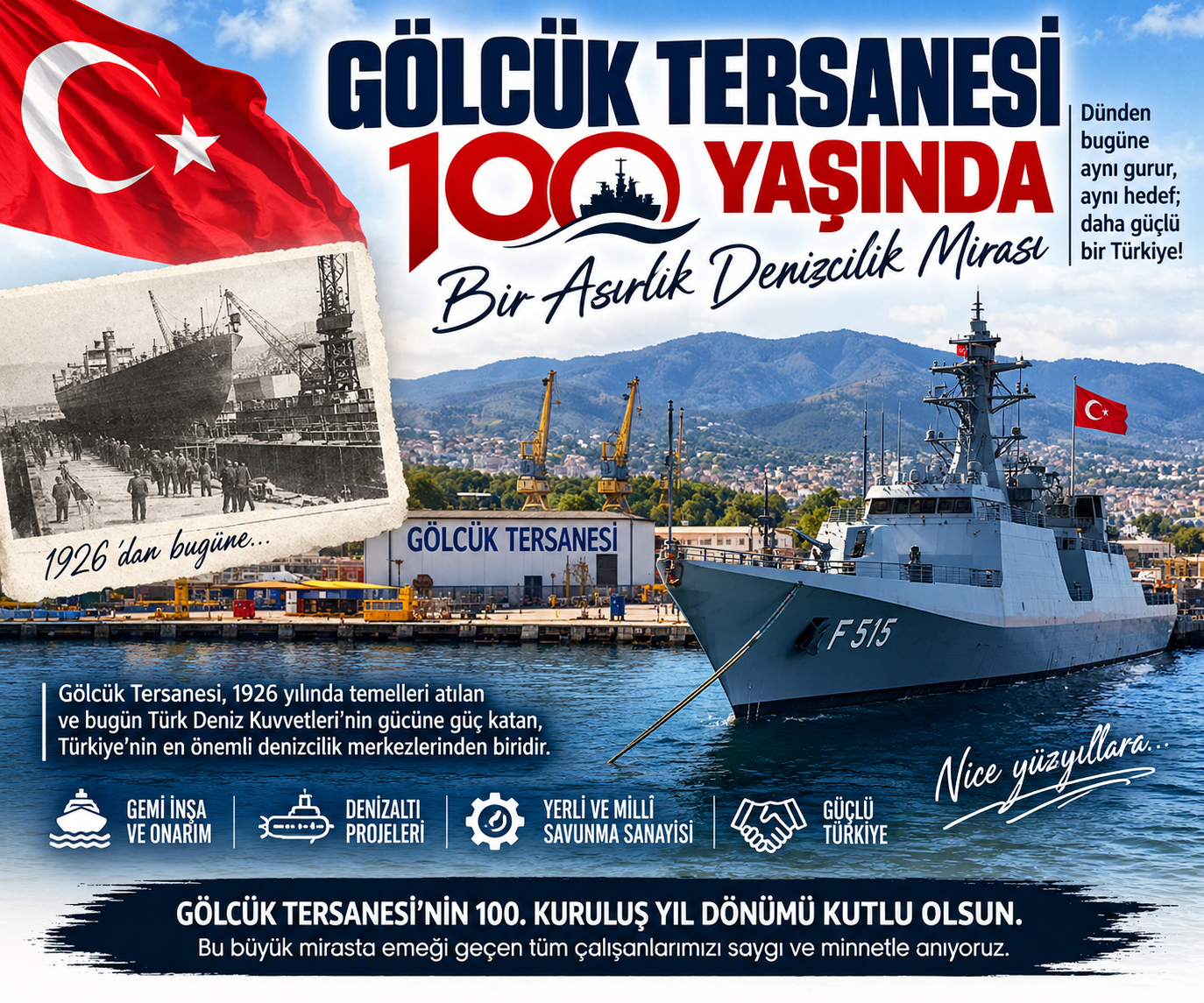 Gölcük Tersanesi 100 Yaşında: Türk Denizcilik Tarihinde Bir Asır